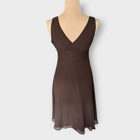 J. CREW 100% Silk Dress Size 4P Petite Chocolate Brown Surplice Midi Lined - Picture 8 of 8